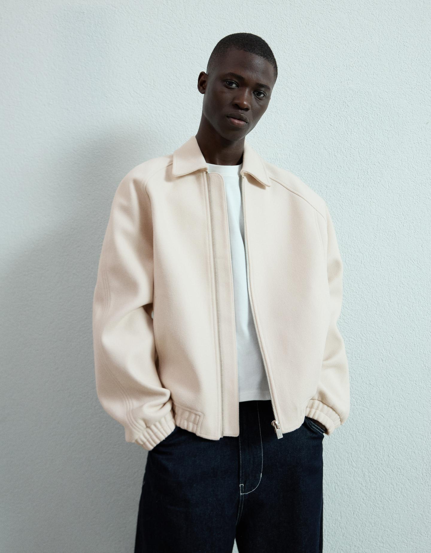 Bershka kurtka trucker z flauszu popielaty