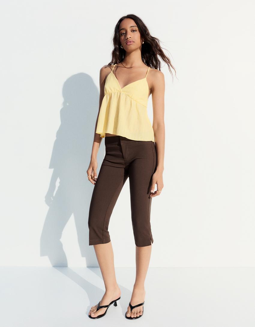 Top tirantes peplum rayas-Amarillo