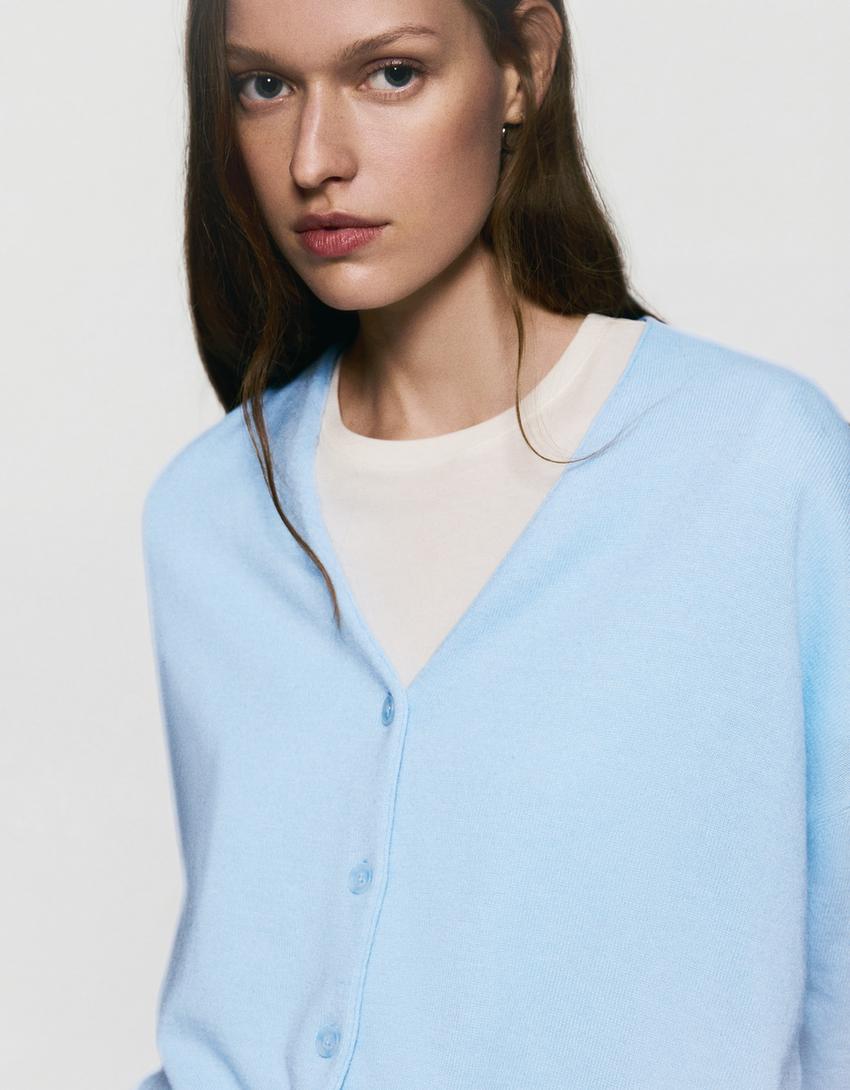 Cardigan básico-Azul claro