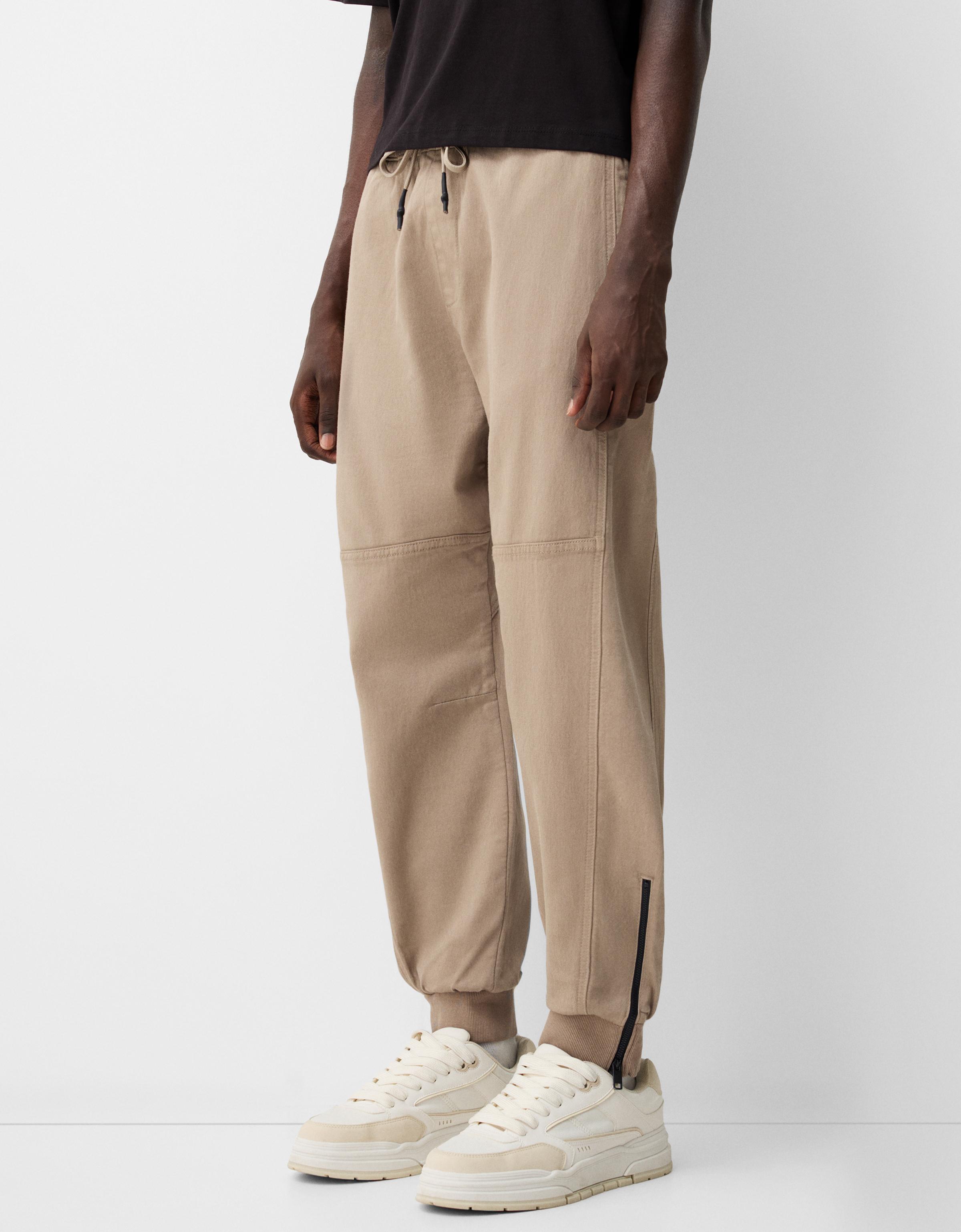 Bershka Jogginghose Mit Reißverschlüssen Herren Xs Camel