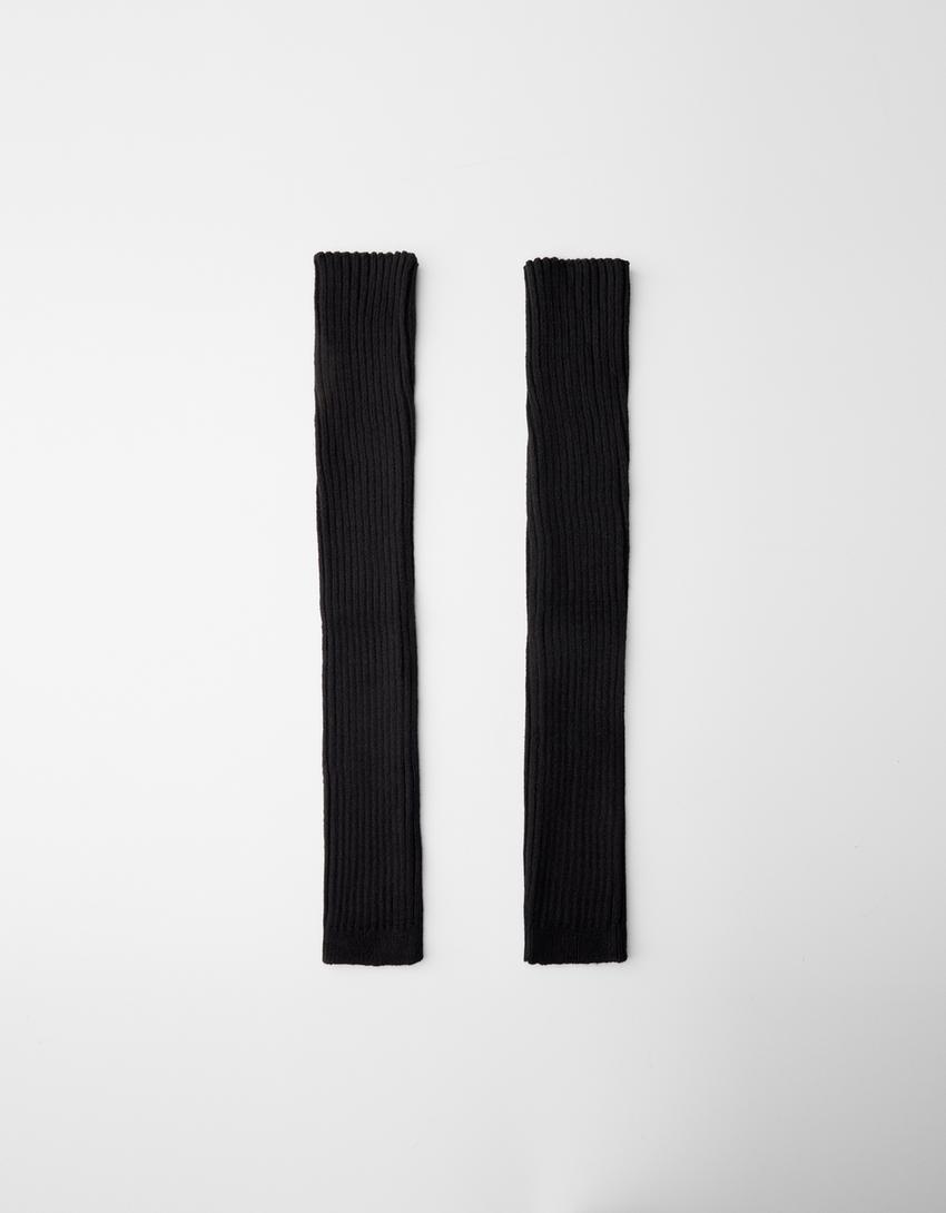 Ribbed leg warmers-Black