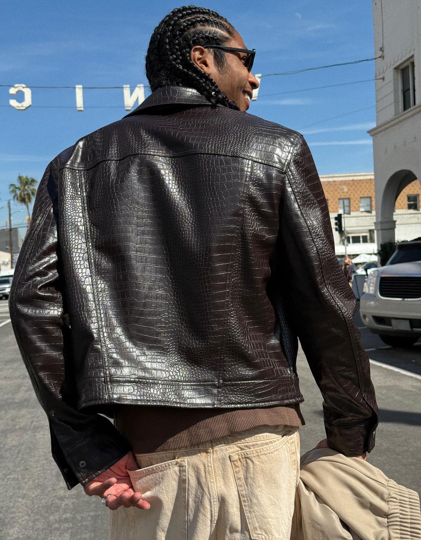 Blouson similicuir-Marron