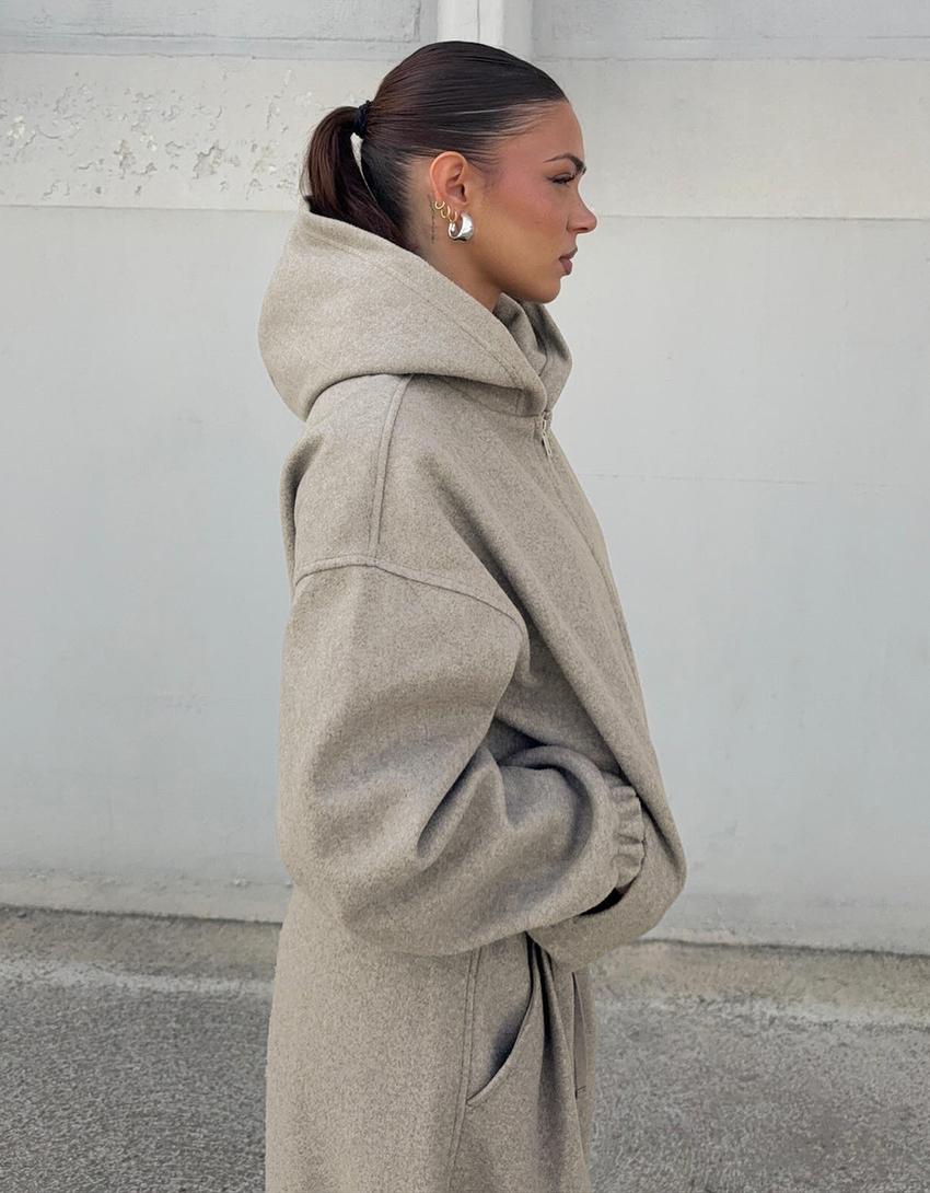 Wool-look barrel jacket and trousers set-Wool-look barrel jacket and trousers set