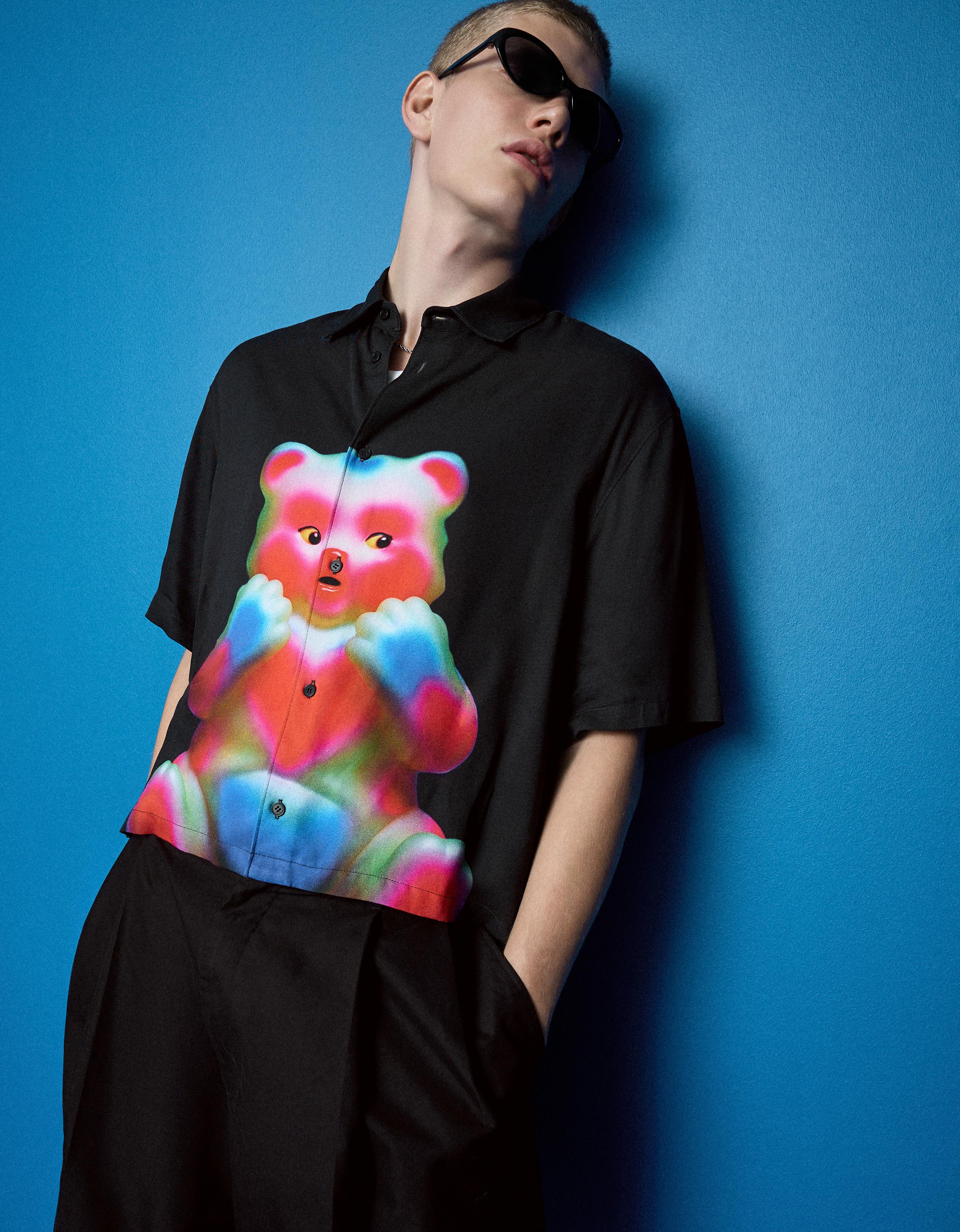 Short sleeve boxy shirt RAFAELA MASCARO — Black