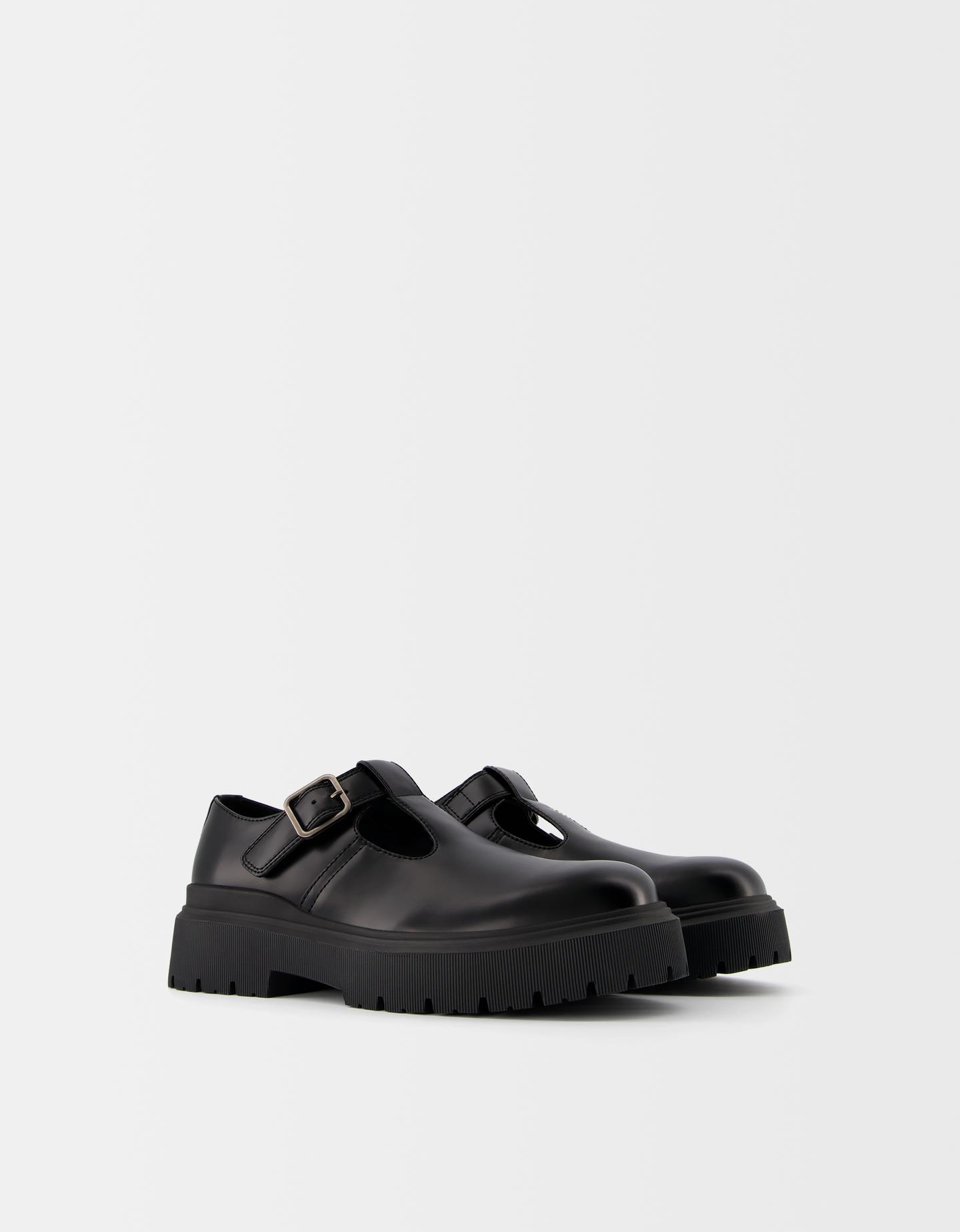 Bershka Scarpe Mary Jane Con Fibbia Uomo 41 Nero