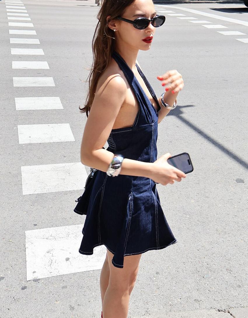 Vestido denim mini-Marino-1