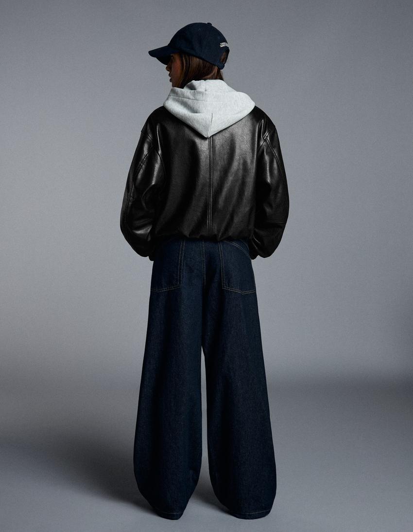 Suni deri ceket-Siyah