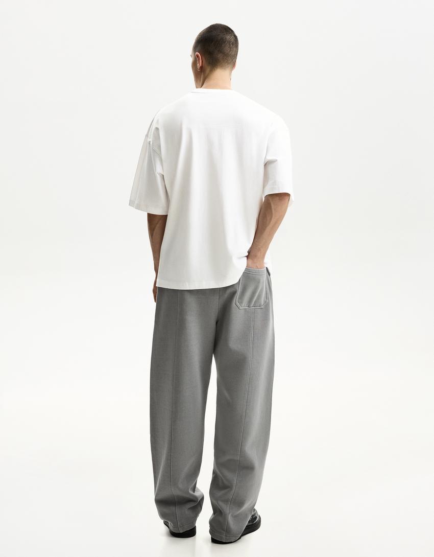 Koszulka oversize z krótkim rękawem-Biały