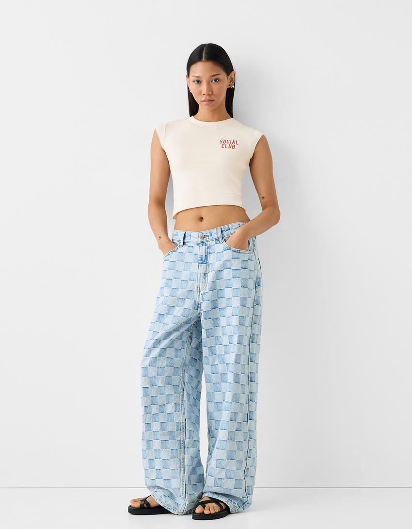 تيشرت بأكمام قصيرة وطبعة-بيج-3