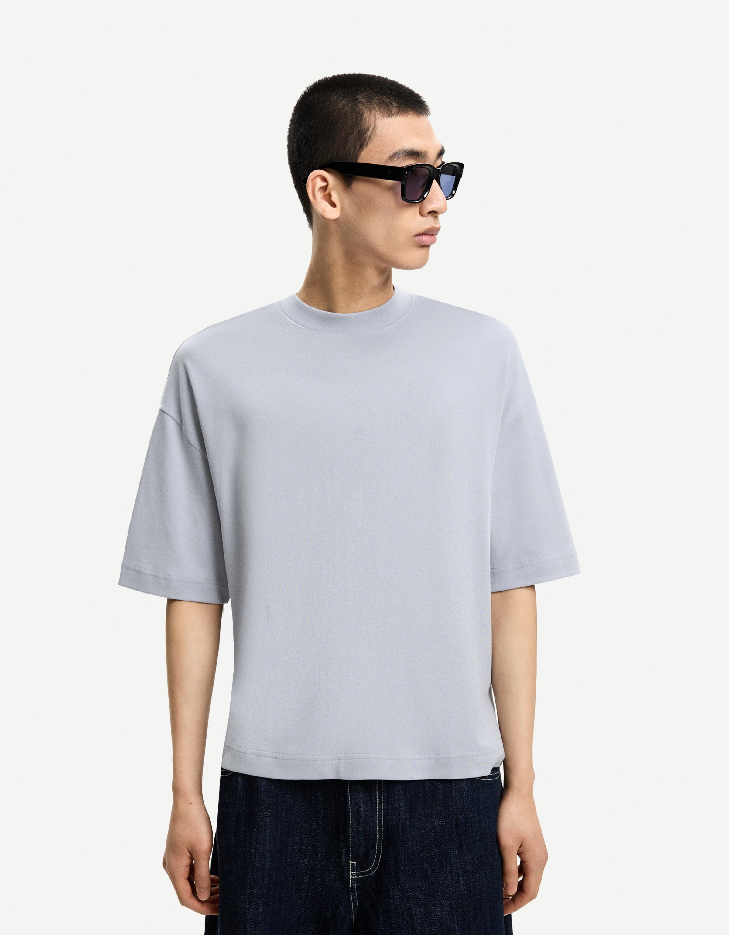 Bershka T-Shirt Im Boxy-Fit Mit Kurzen Ärmeln Herren M Ausgewaschenes Blau