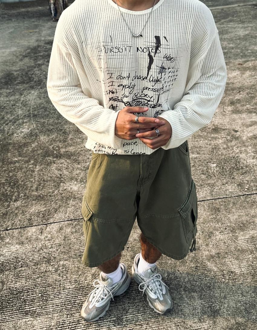 Long sleeve print T-shirt-Off white