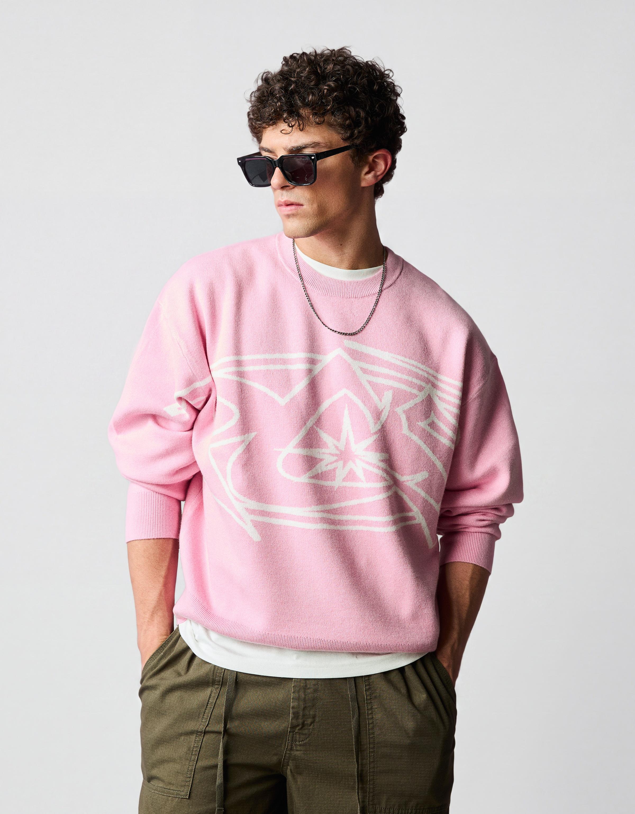 Printed round neck jumper — Pink