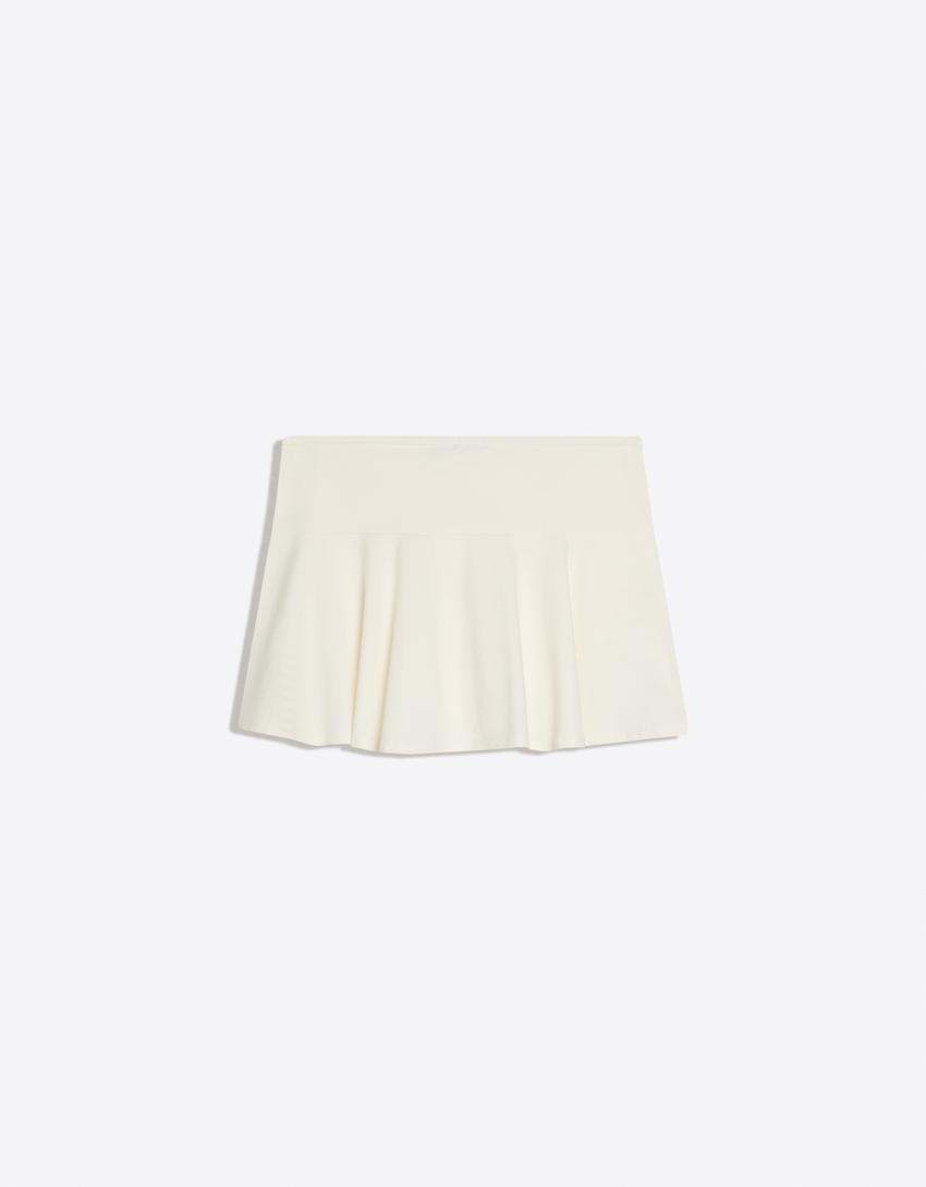 Mini skorts with tie waist-White