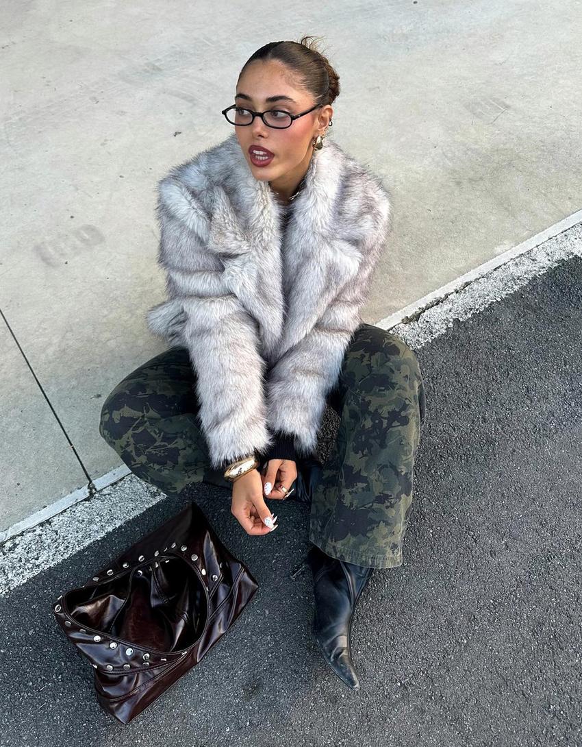 Faux fur jacket-Cream