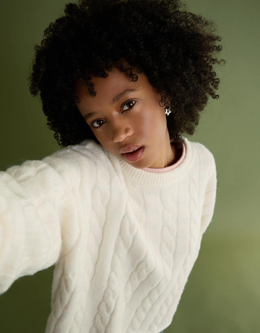 Braided jumper-Cream