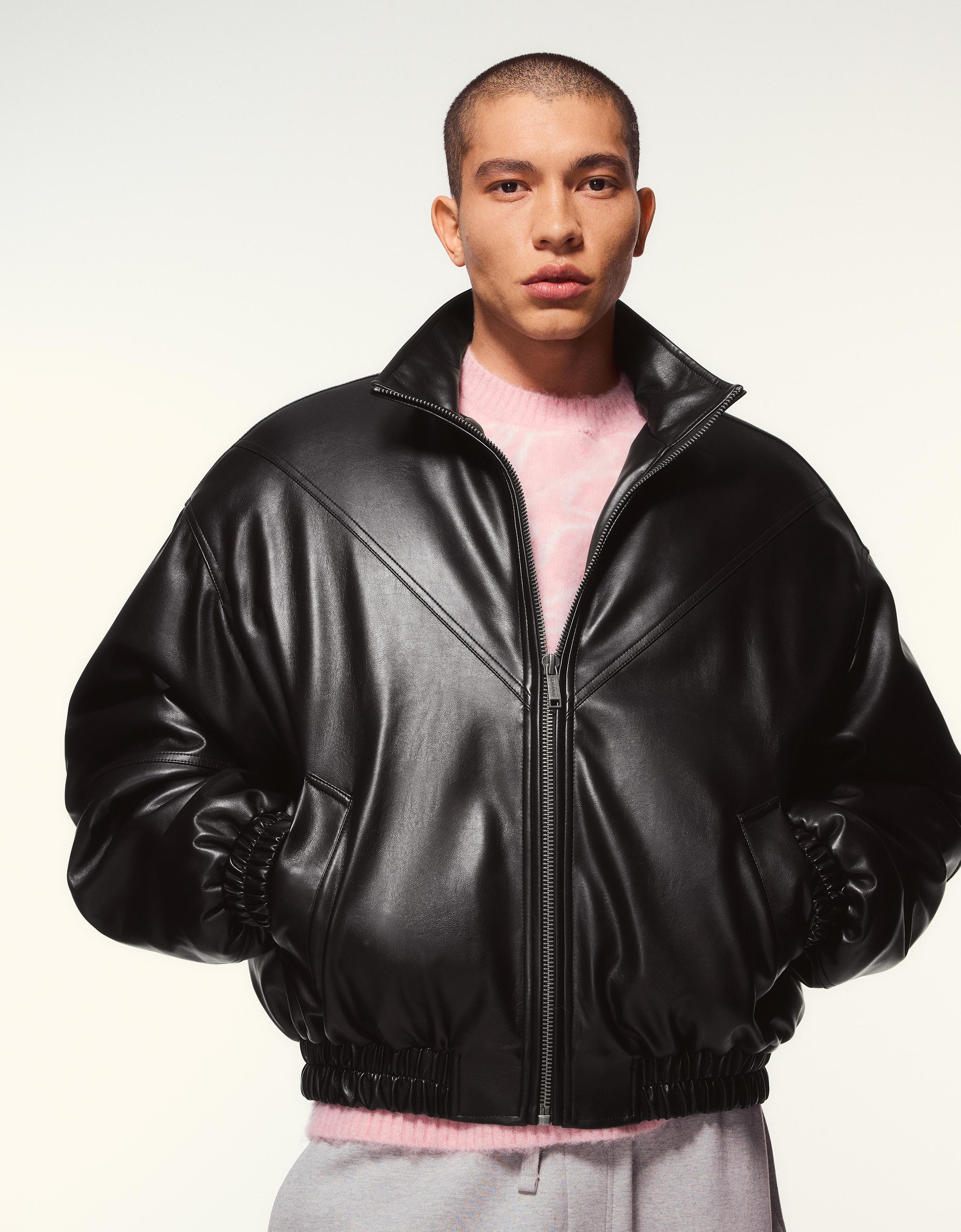 Bershka Jacke In Kunstlederoptik Herren Xl Schwarz