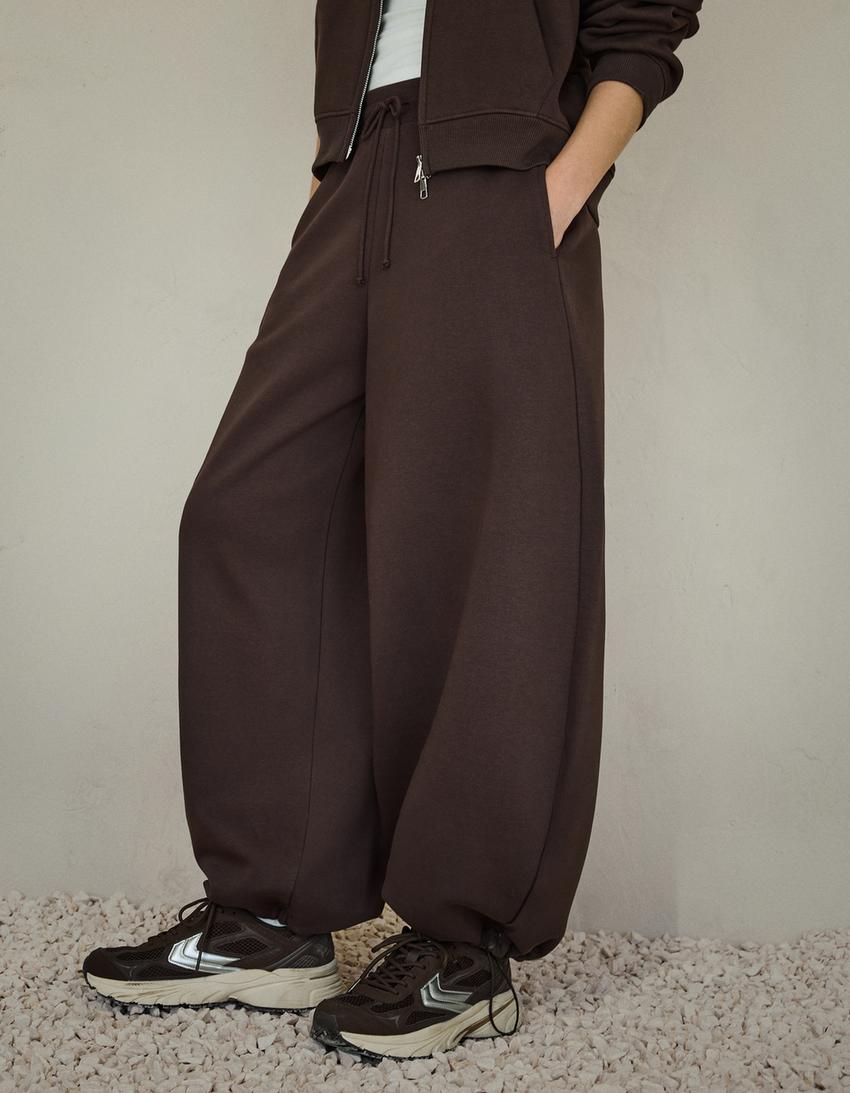 Pantaloni felpati barrel fit stopper-Marrone