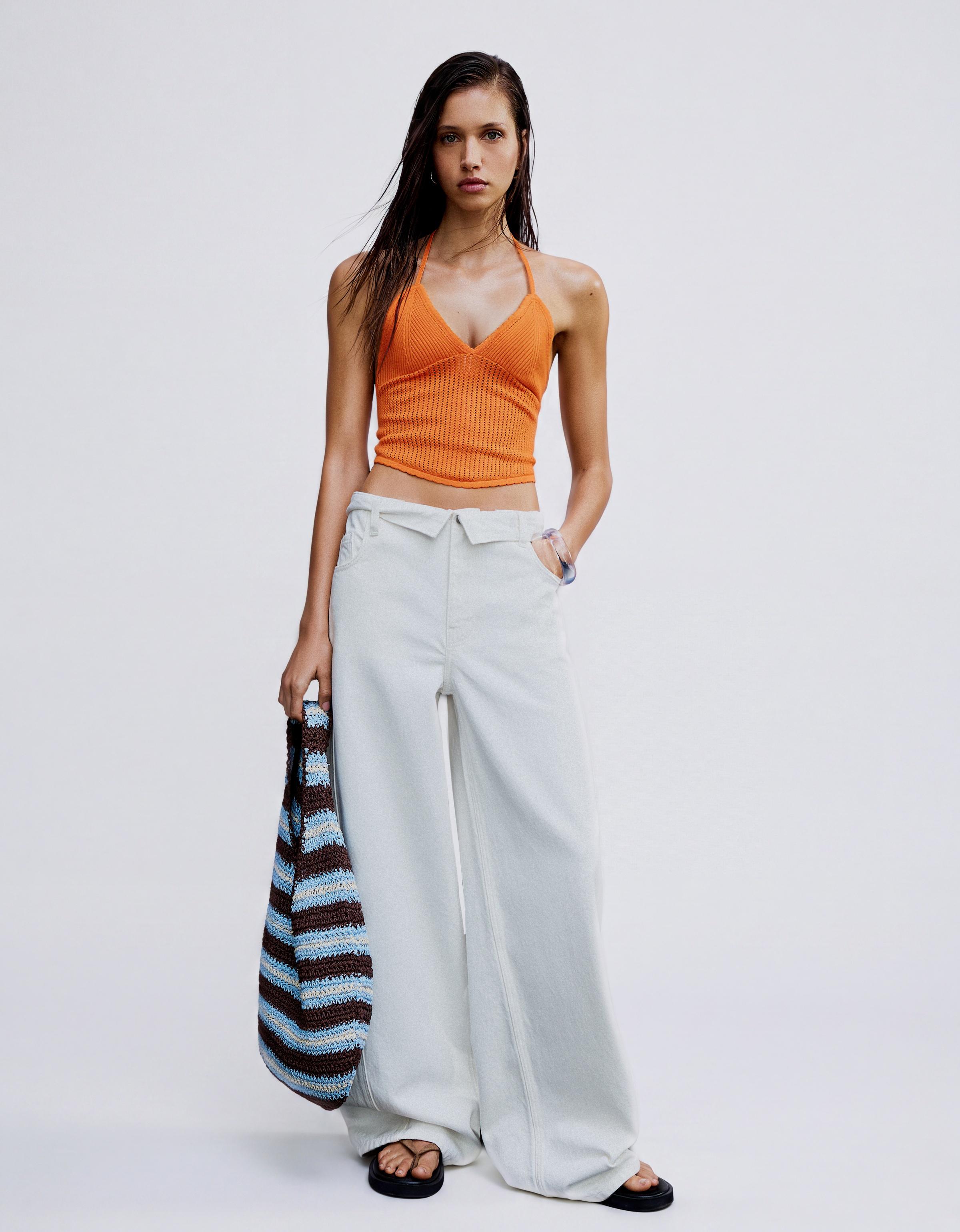 Cutwork halter top — Orange