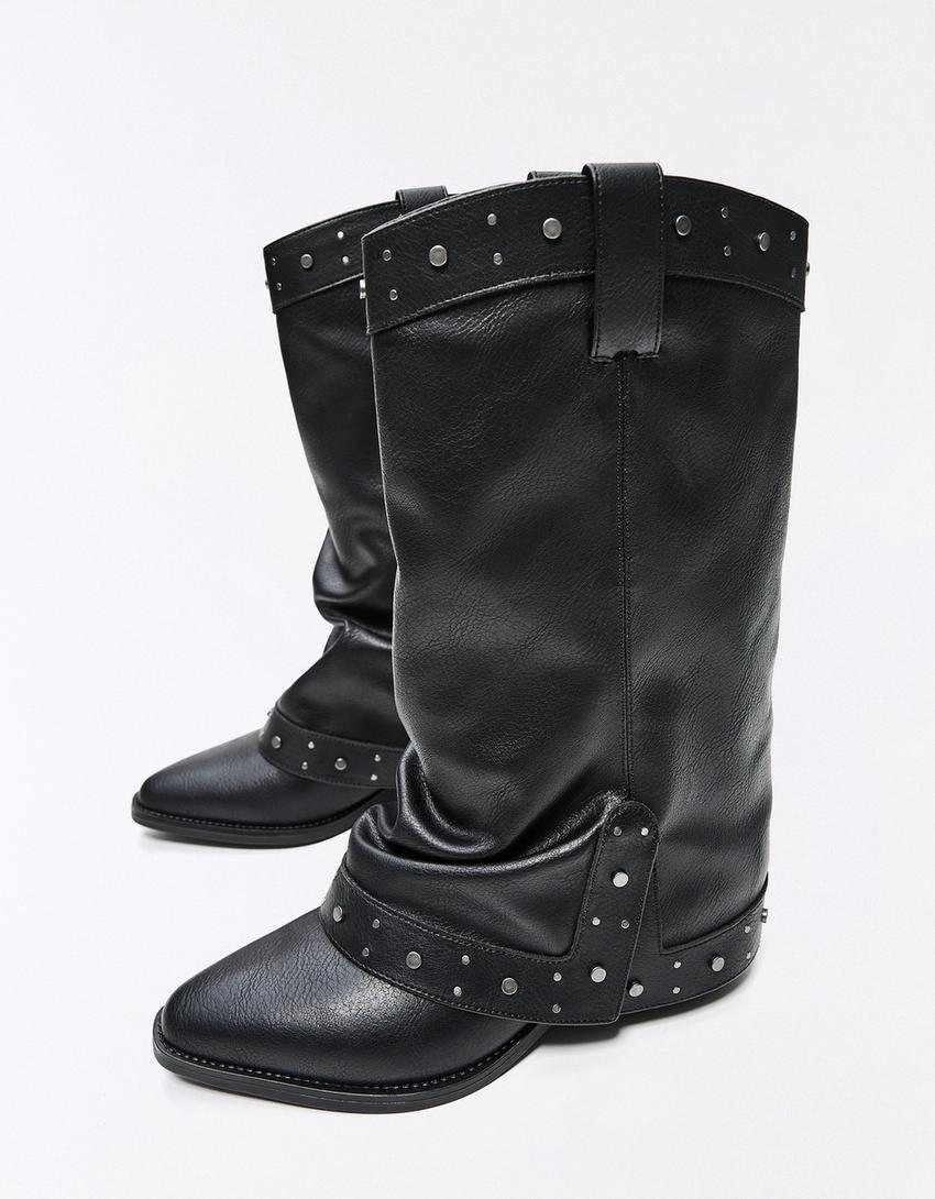 Cowboy trouser boots-BLACK