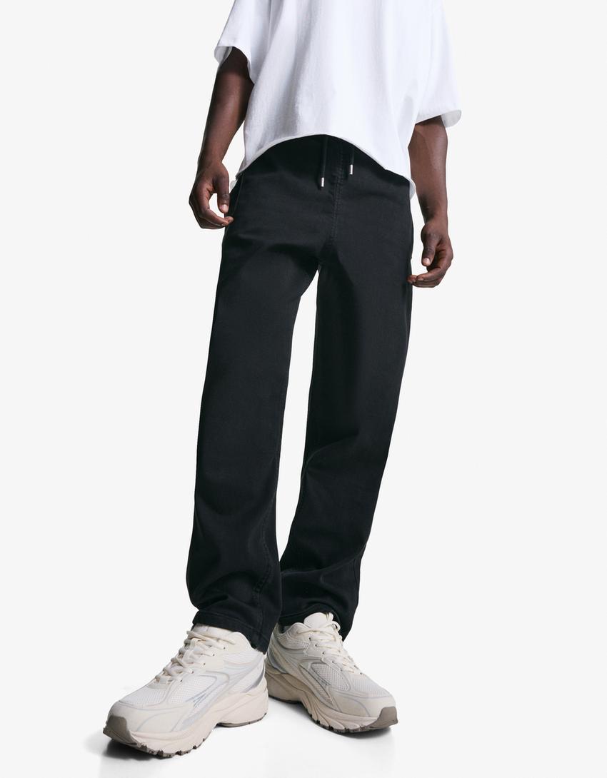 Jeans jogger fit-Preto-2