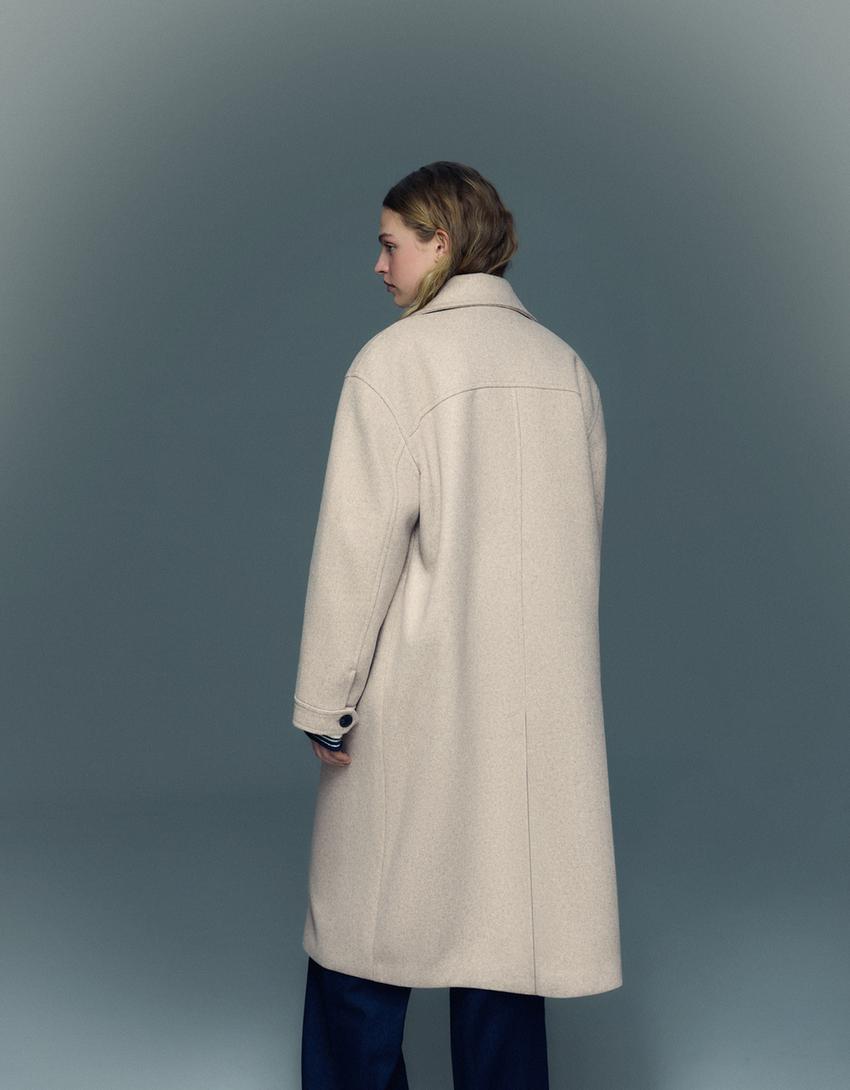 Cappotto doppiopetto soft touch-Camel