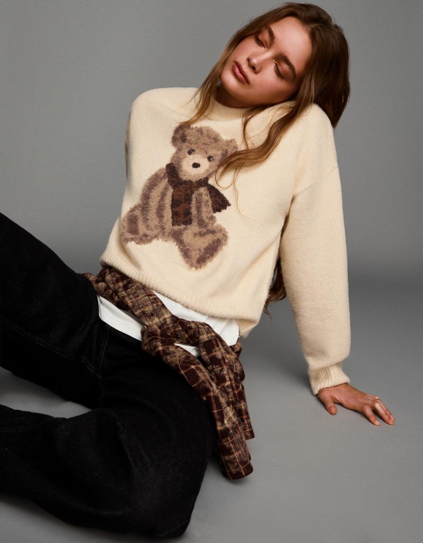 Printed jumper-Cream