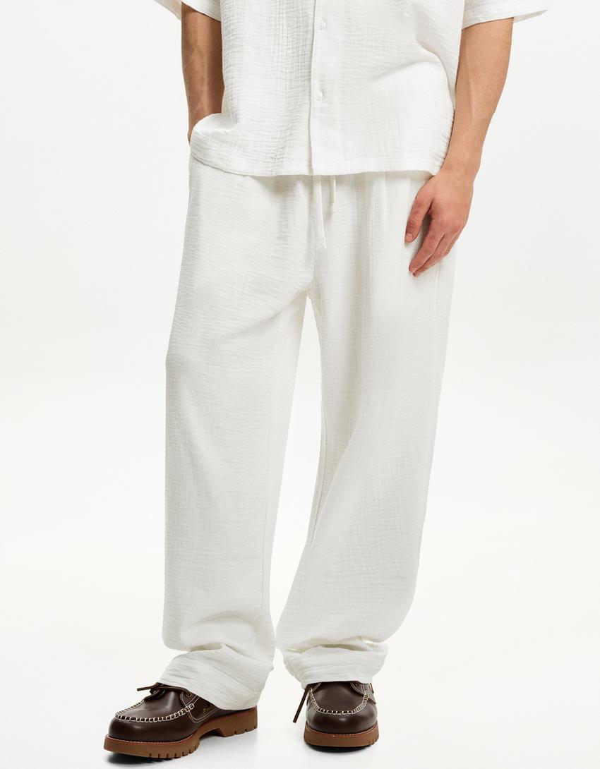 Wide-leg trousers-White