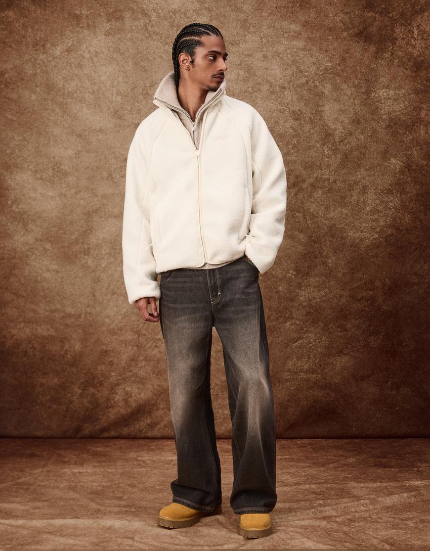 Faux shearling jacket-Cream