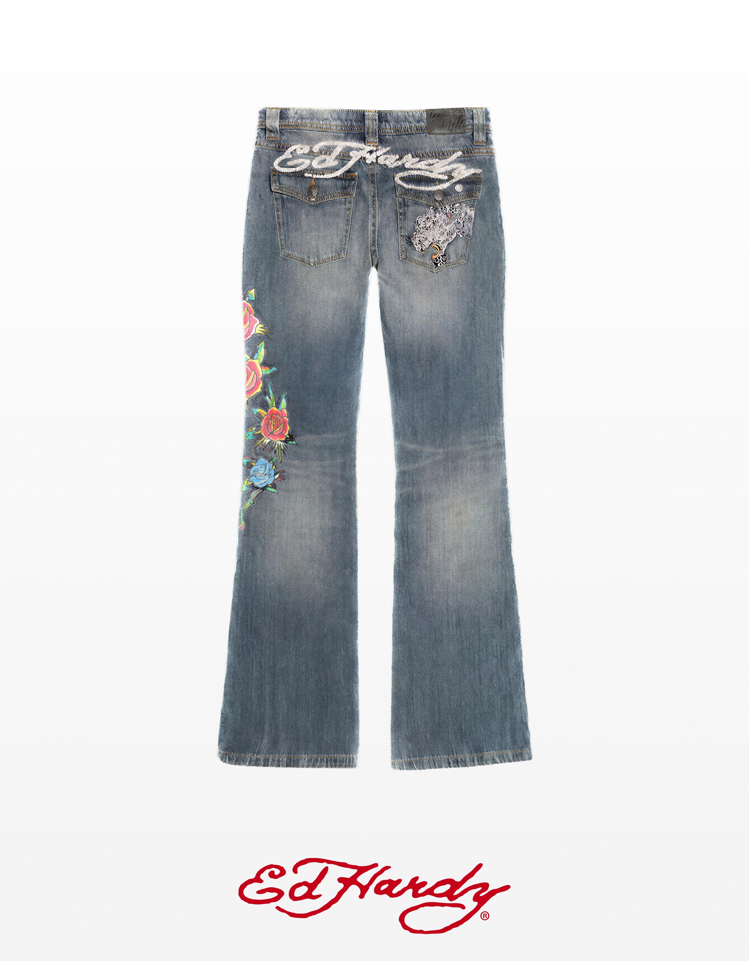 Boot-cut jeans ED HARDY X BERSHKA — Blue