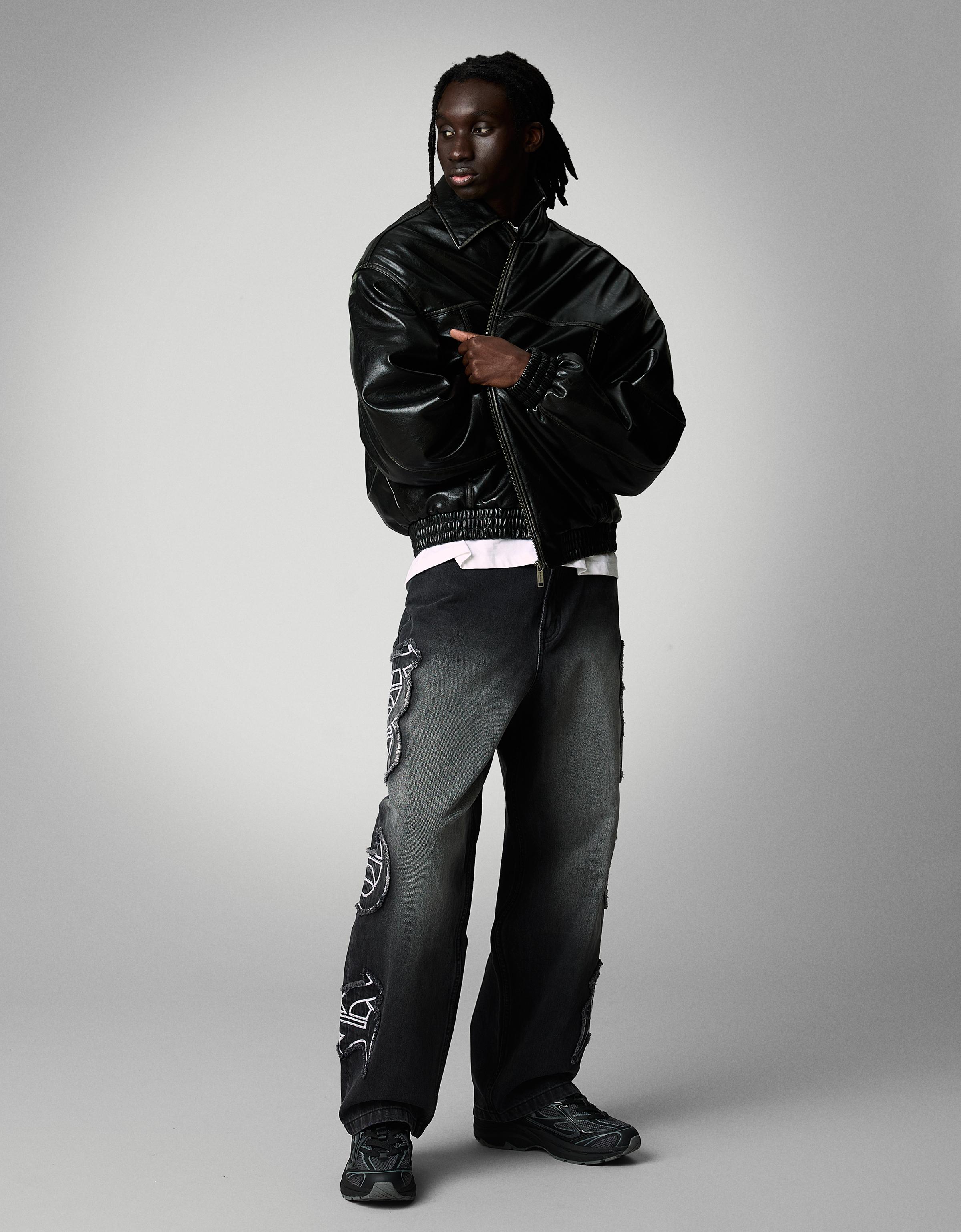Jeans Baggy Parche Hombre 46 Negro