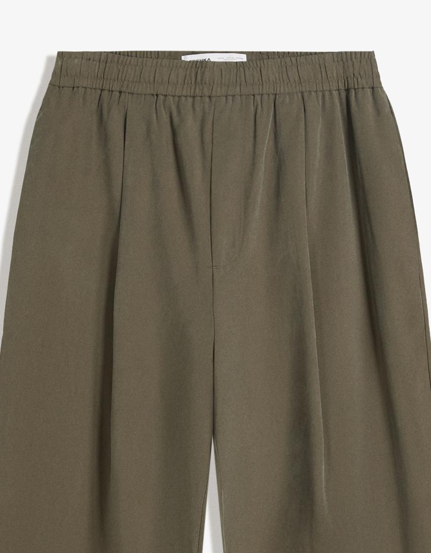 Calças baggy jogger-Caqui