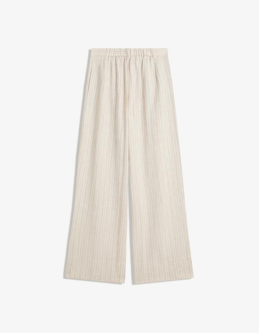 Pantalon wide leg plissé-Camel-1