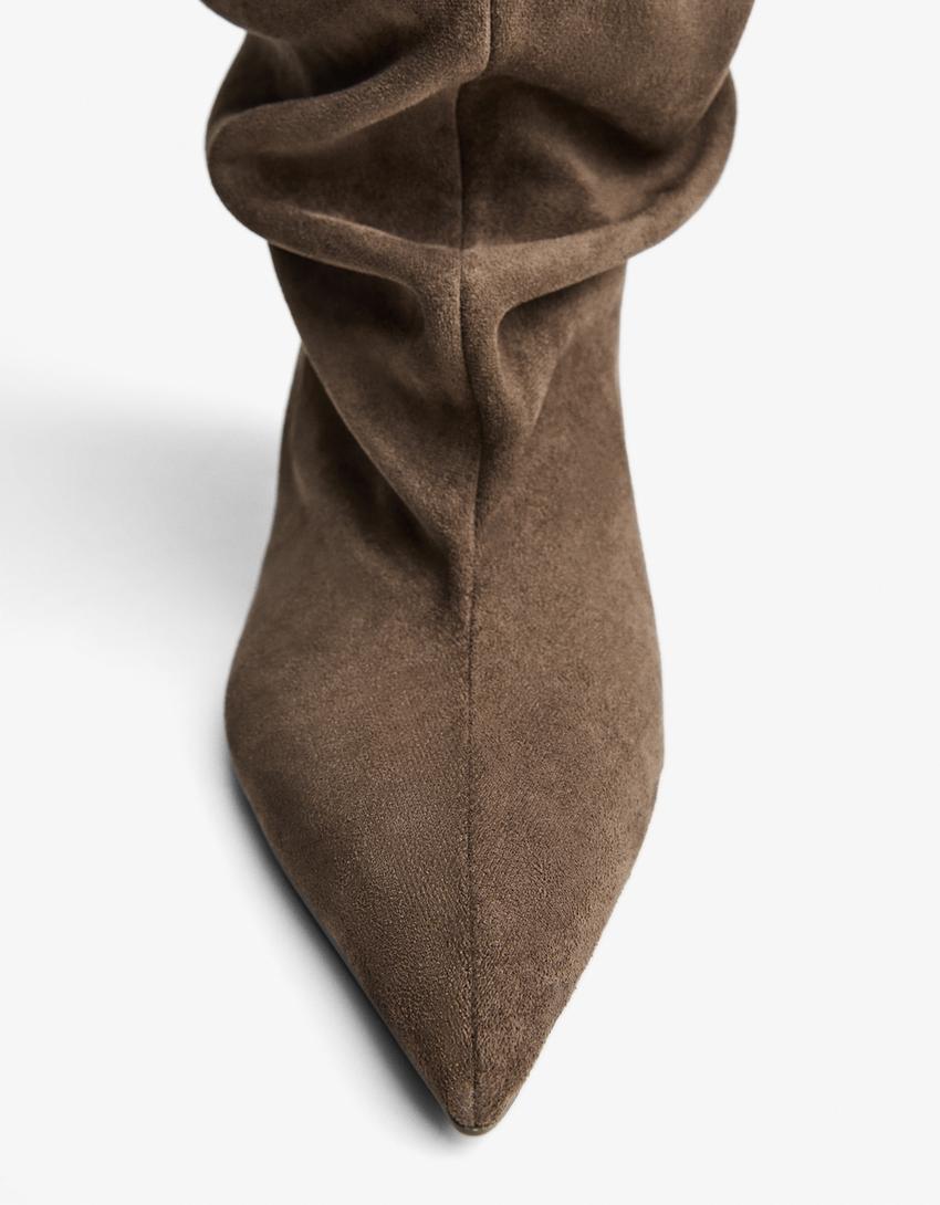 Botín tacón kitten slouchy-Tostado