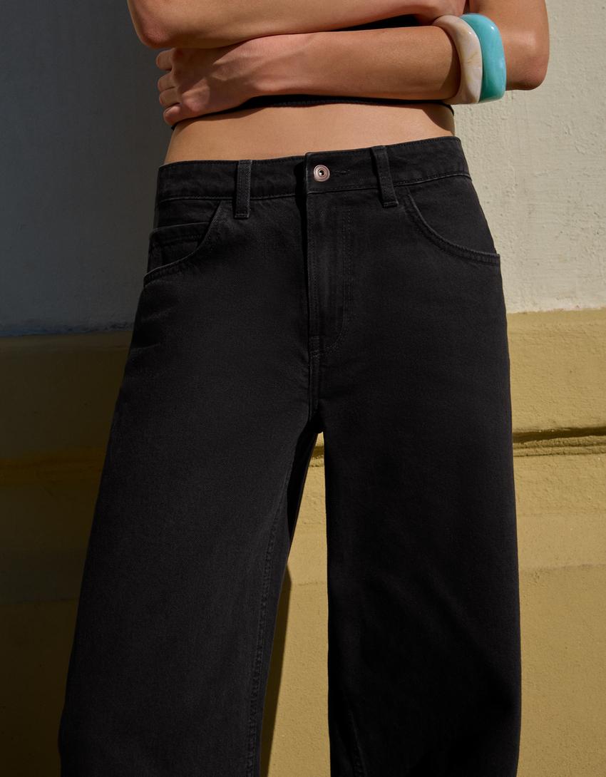 Wide-leg jeans-Black