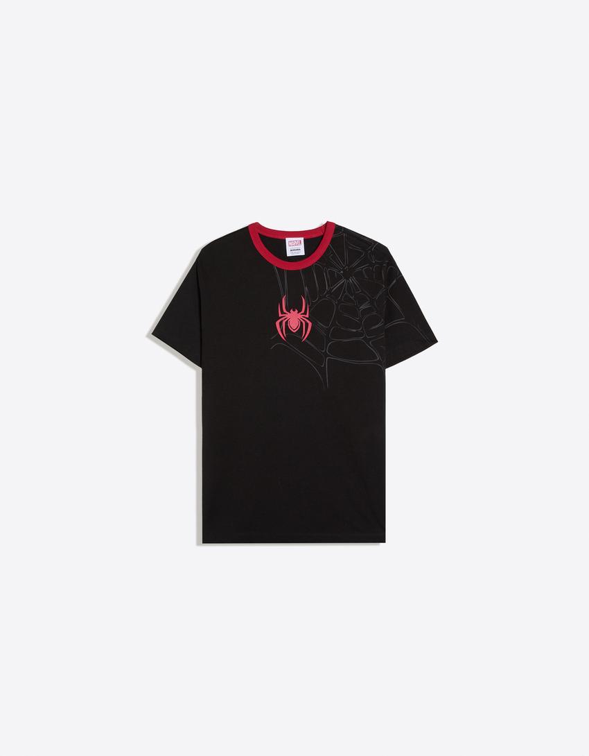Spider-Man contrast print T-shirt-Black