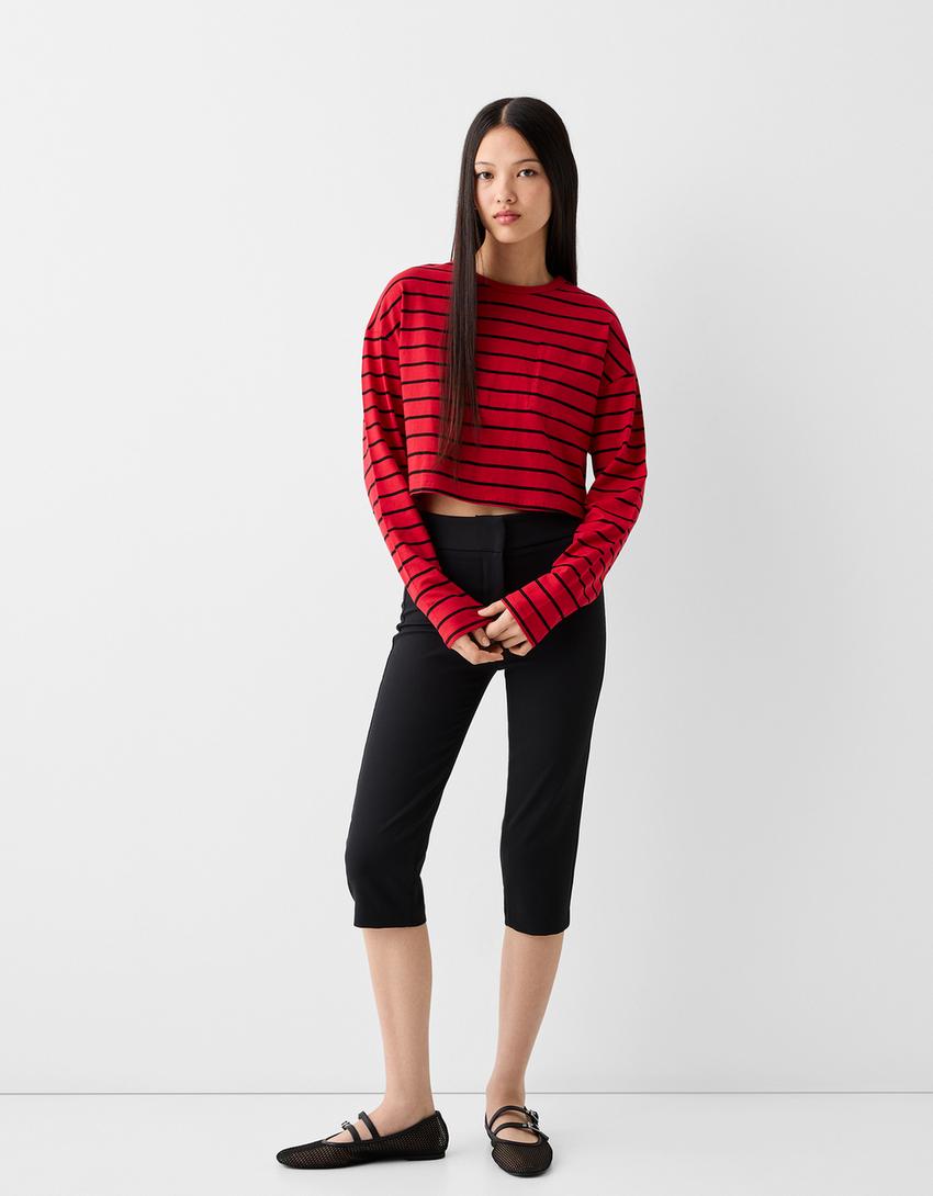 Pull rayé-Noir / Rouge-3