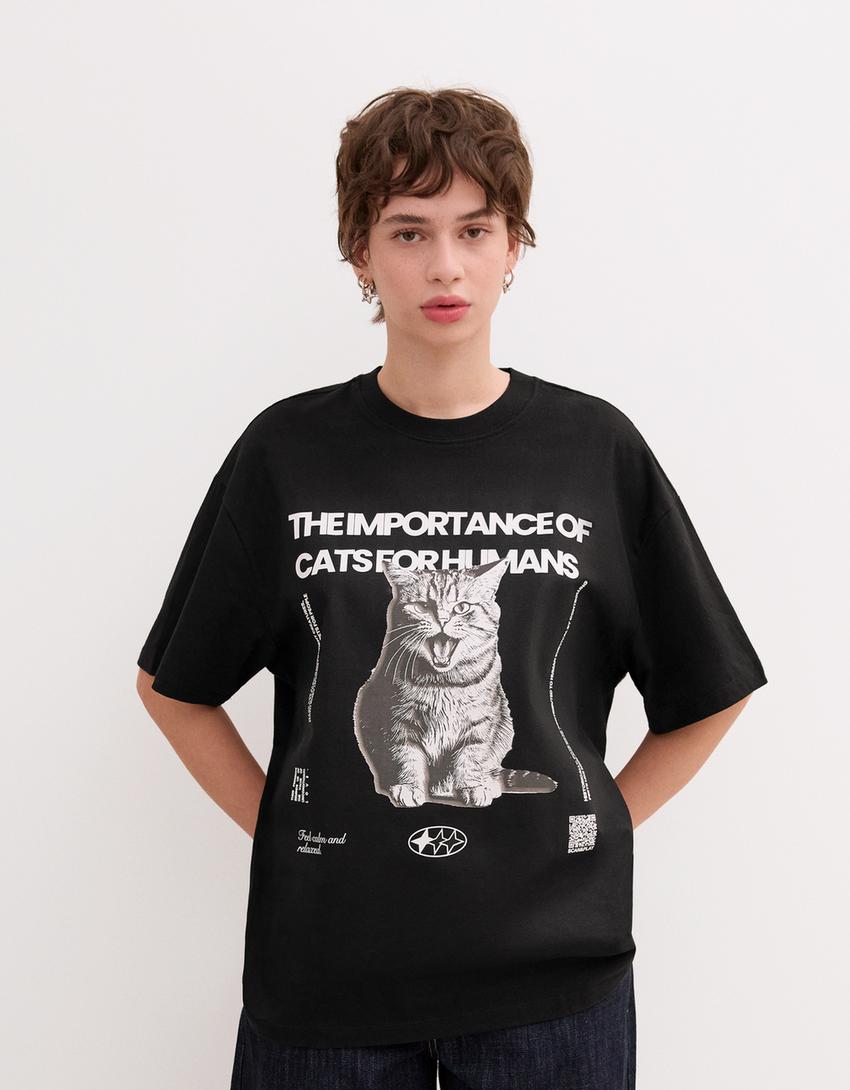 Camiseta manga corta con filtro digital-Negro