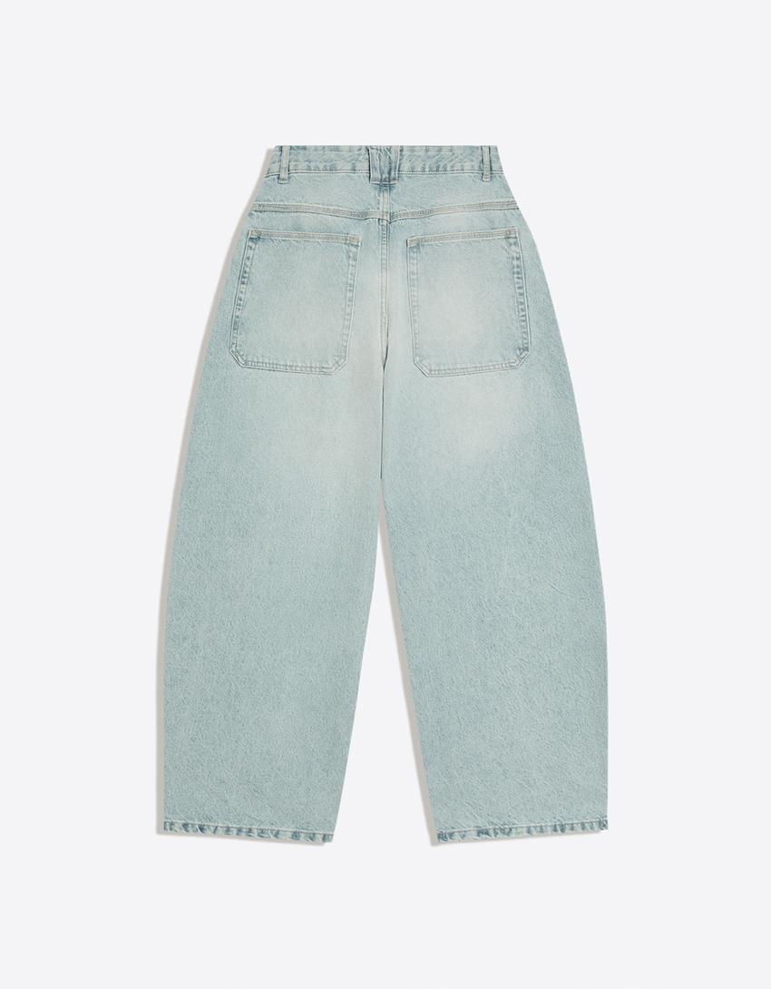 Blugi barrel-Albastru deschis