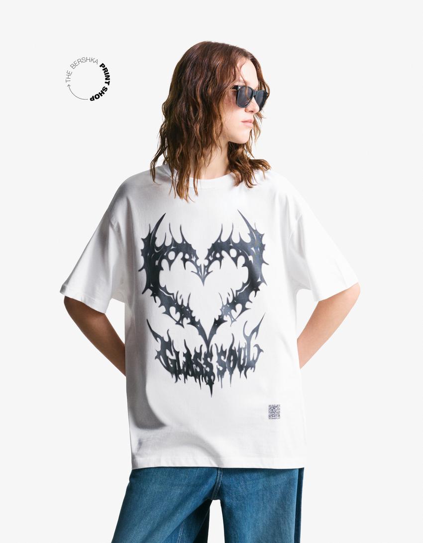 Short sleeve T-shirt with print-White-1