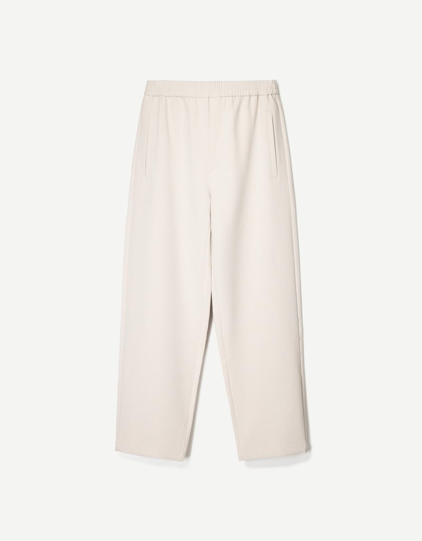 Tailored jogging trousers-Sand-5