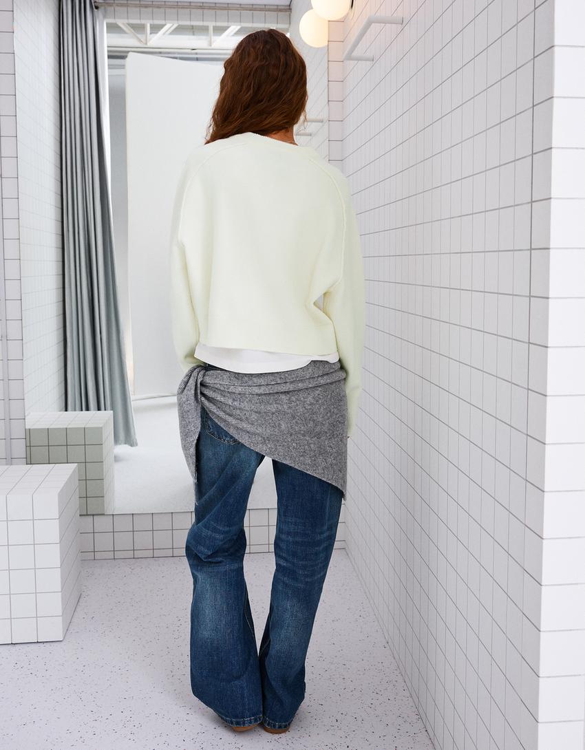 Adīts džemperis ar šuvēm-Krēmkrāsas