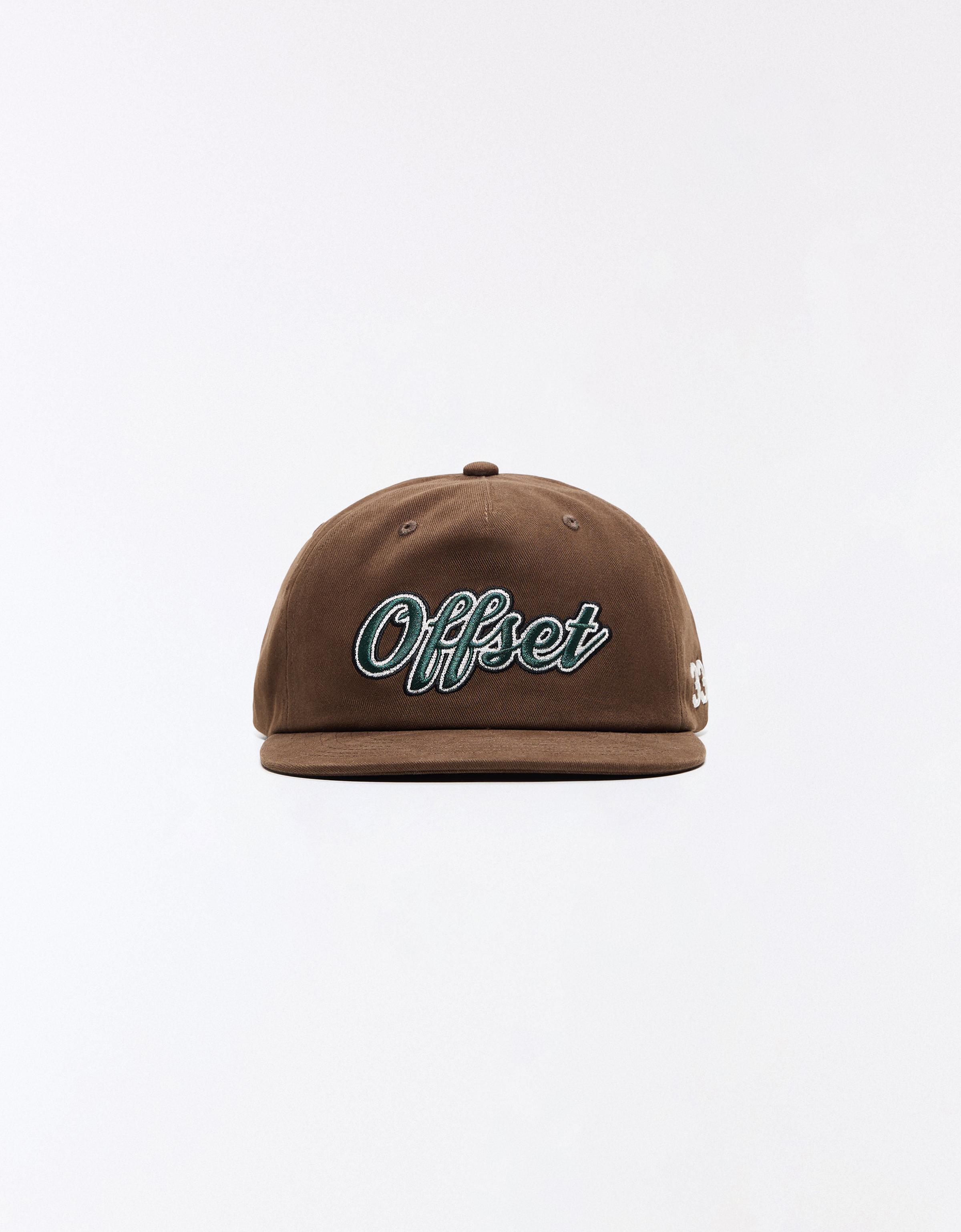 Embroidered flat peak cap — Brown