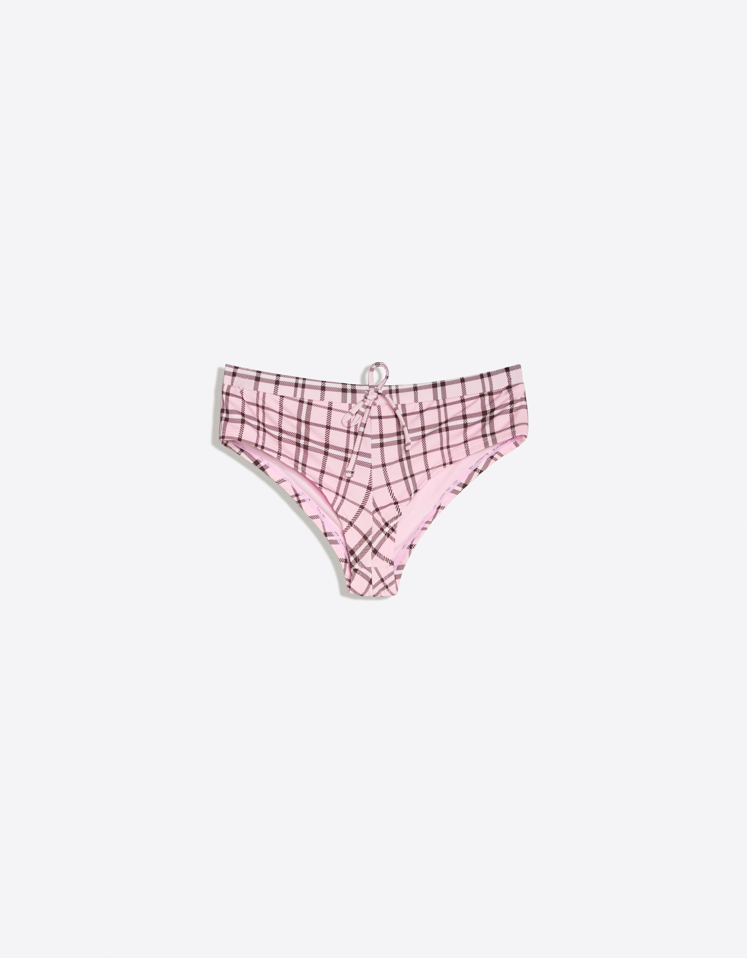 Checked culotte bikini briefs — Pink