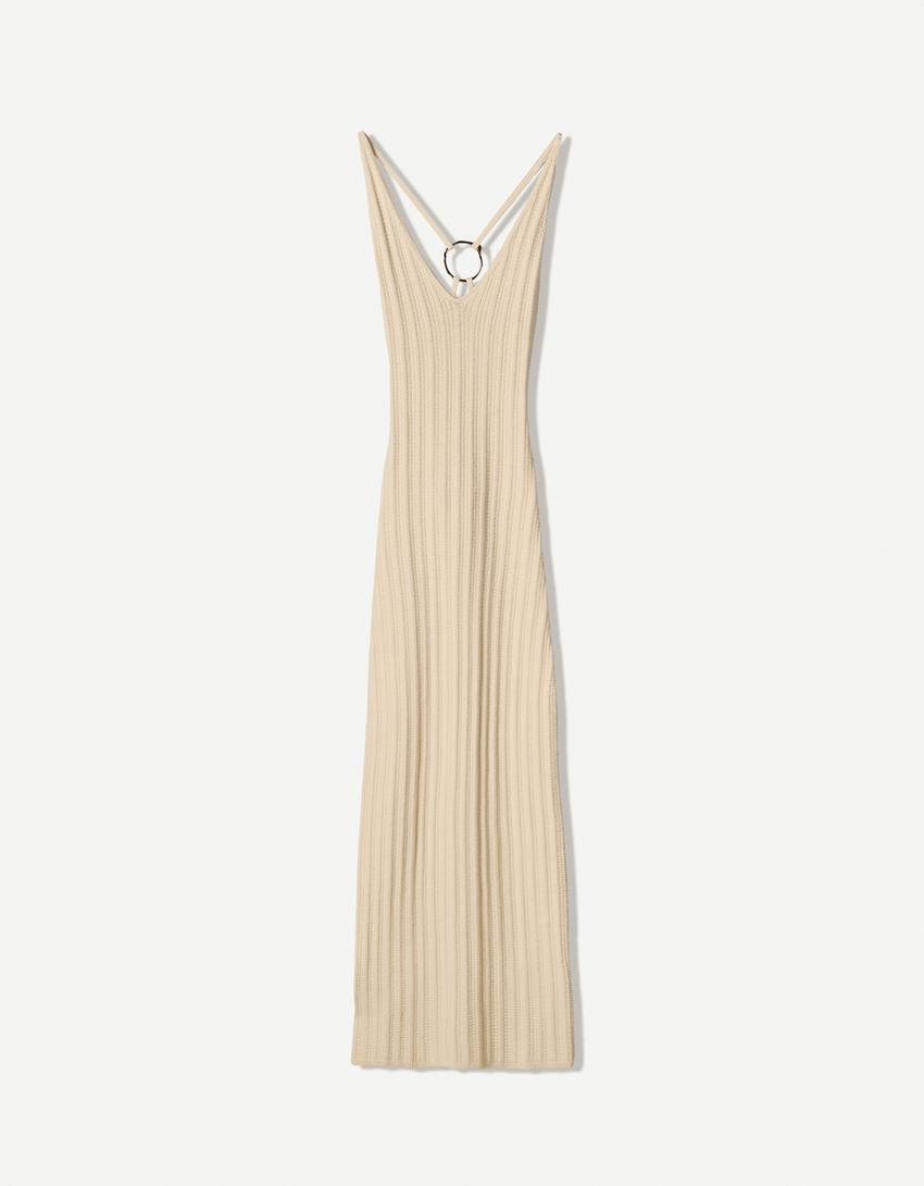 Robe midi bretelles anneau-Écru-3