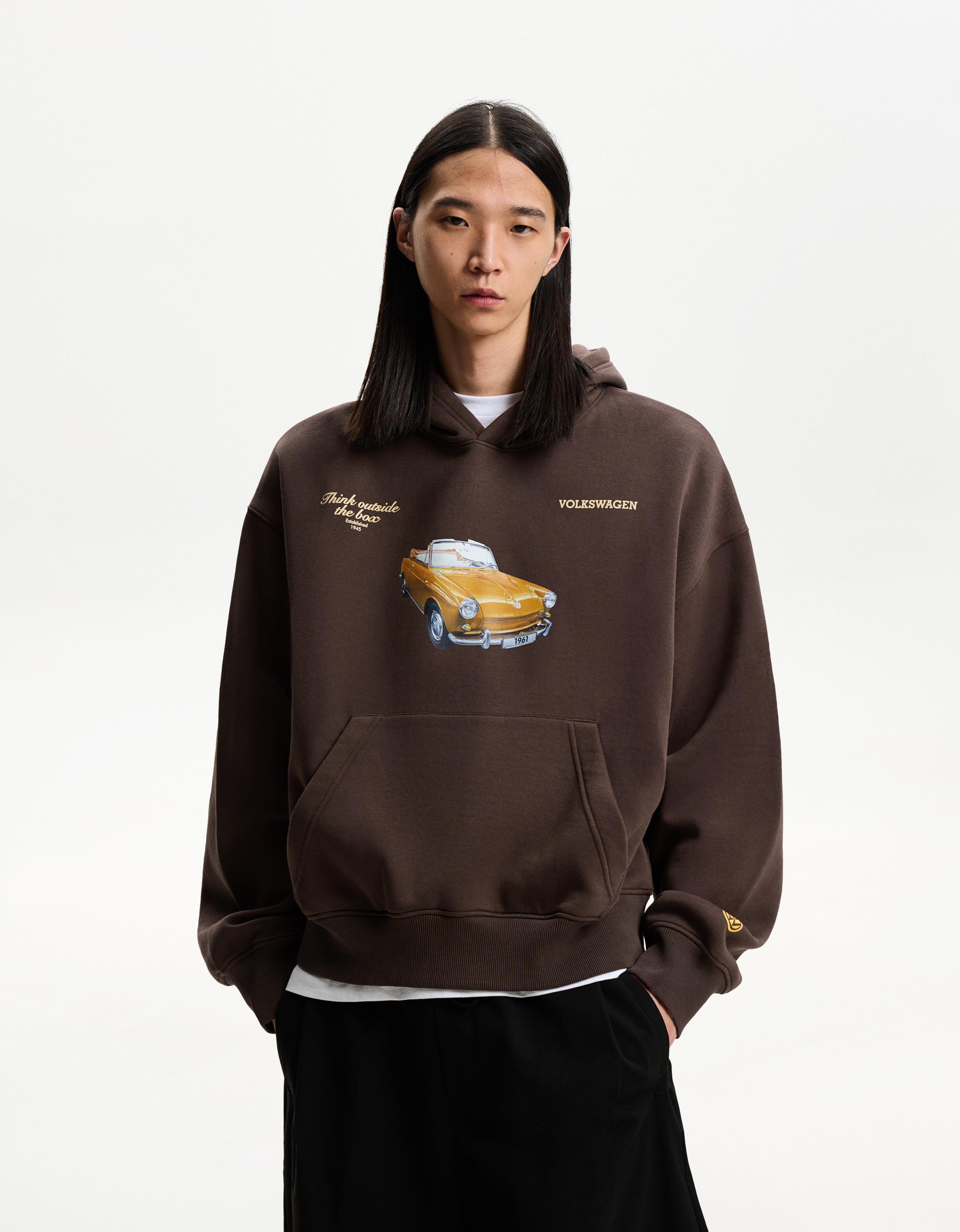 Bershka Hoodie Volkswagen Im Boxy-Fit Mit Kapuze Und Print Herren S Braun