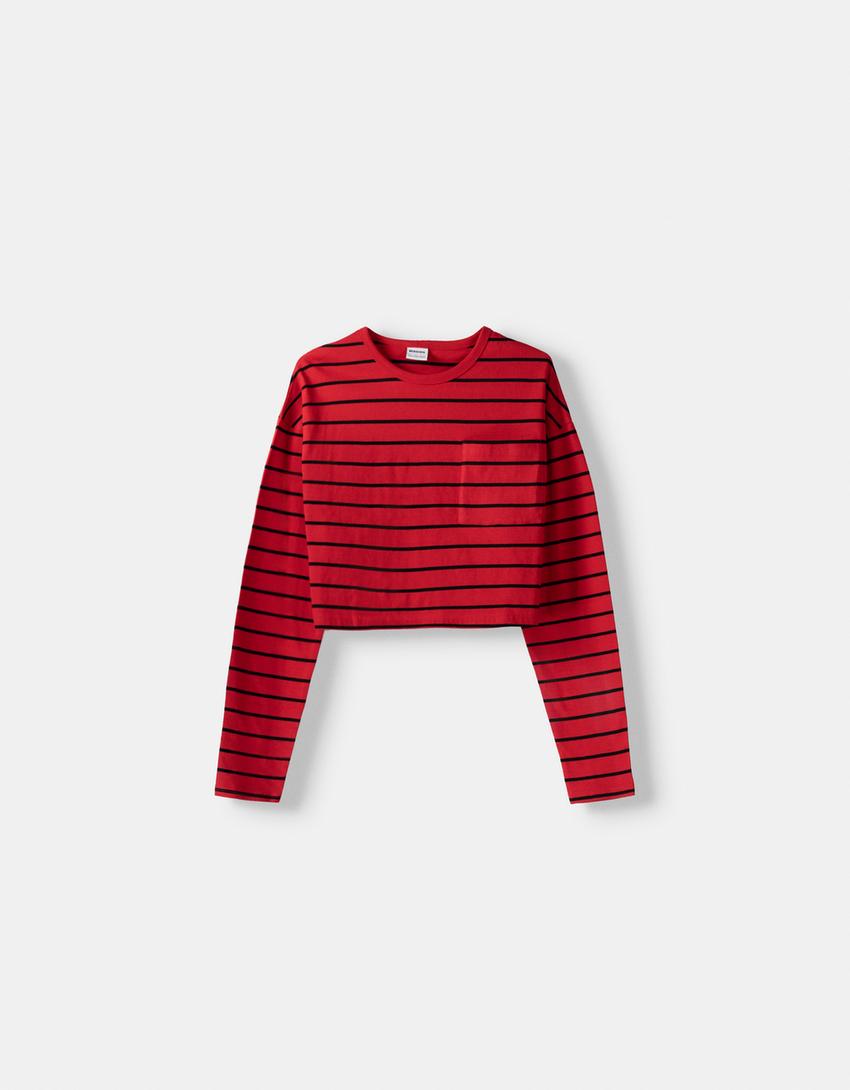 Pull rayé-Noir / Rouge-4