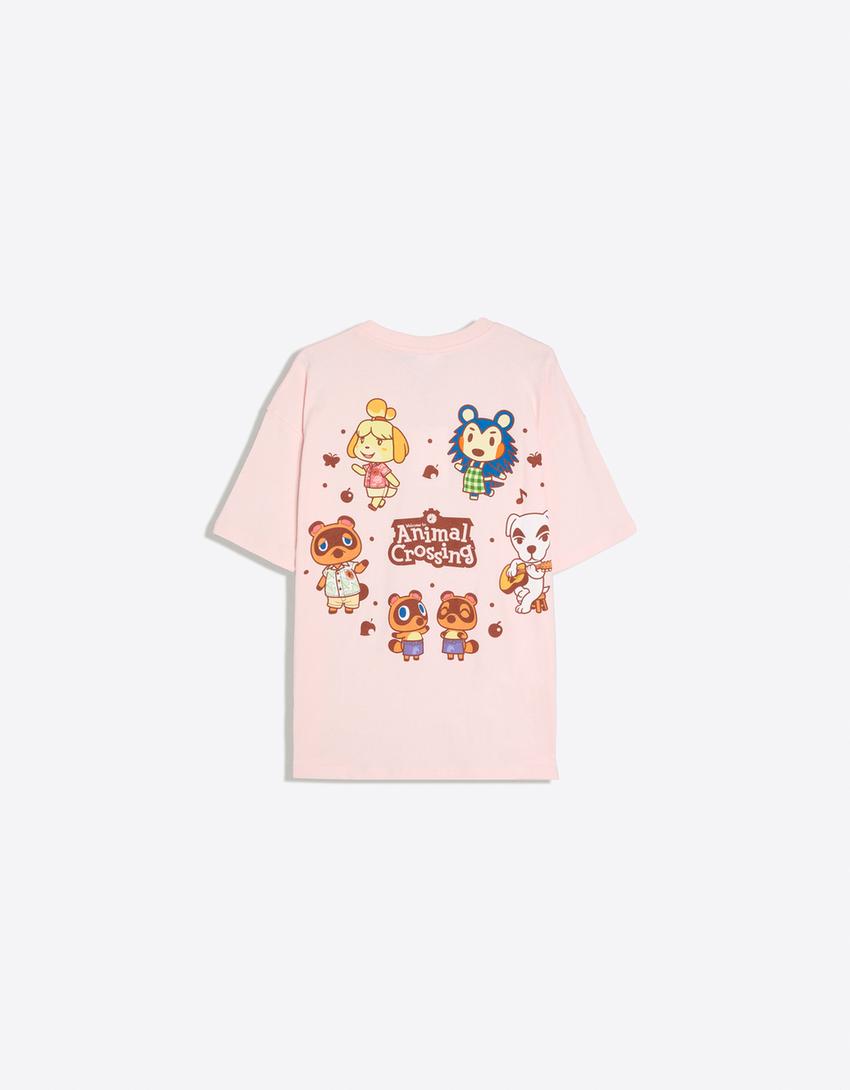 Oversize ANIMAL CROSSING print T-shirt-Pink