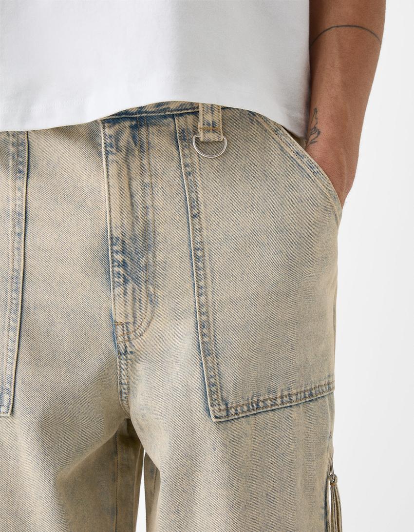 Super baggy cargo jeans-Light blue
