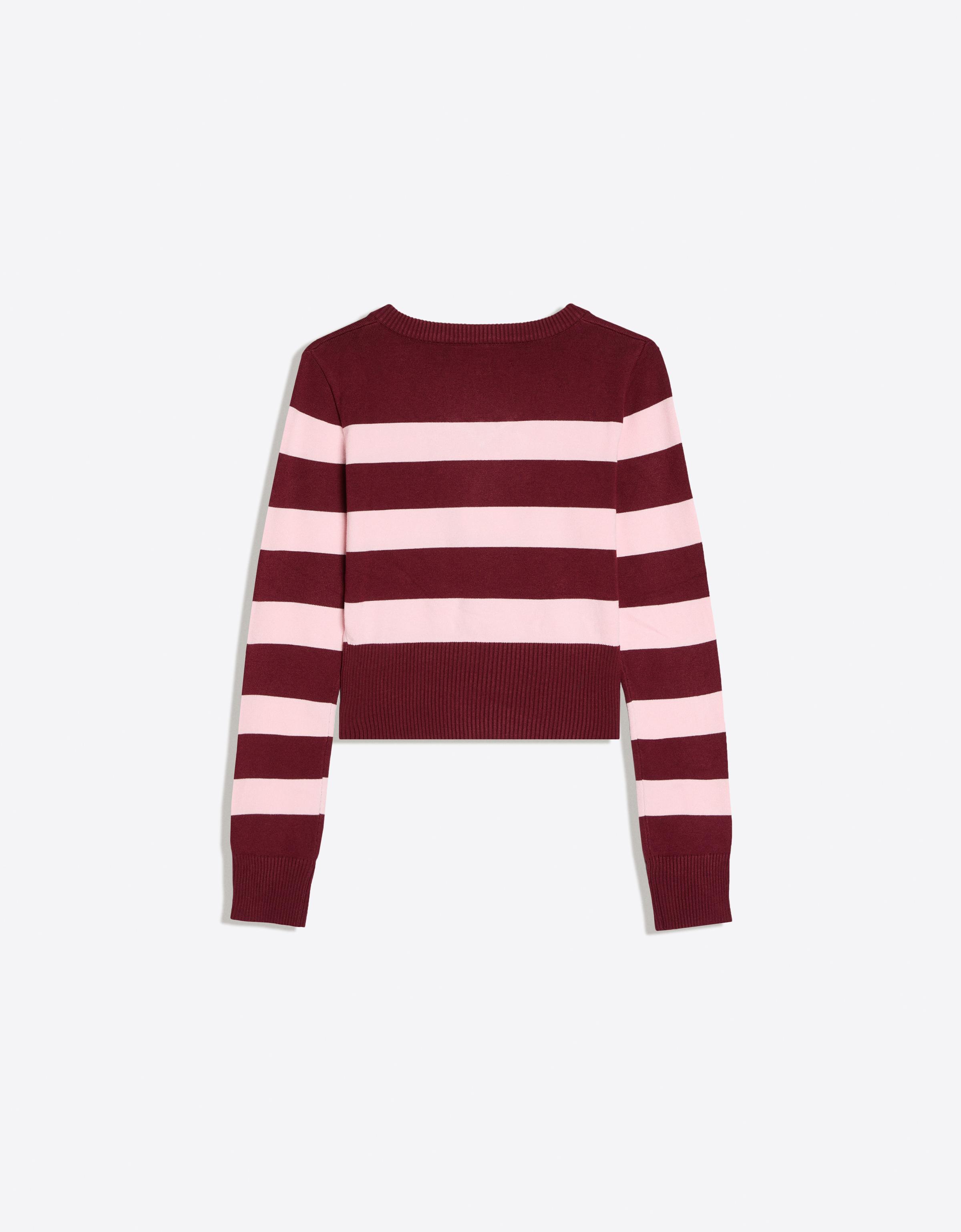 Embroidered V-neck jumper — Burgundy