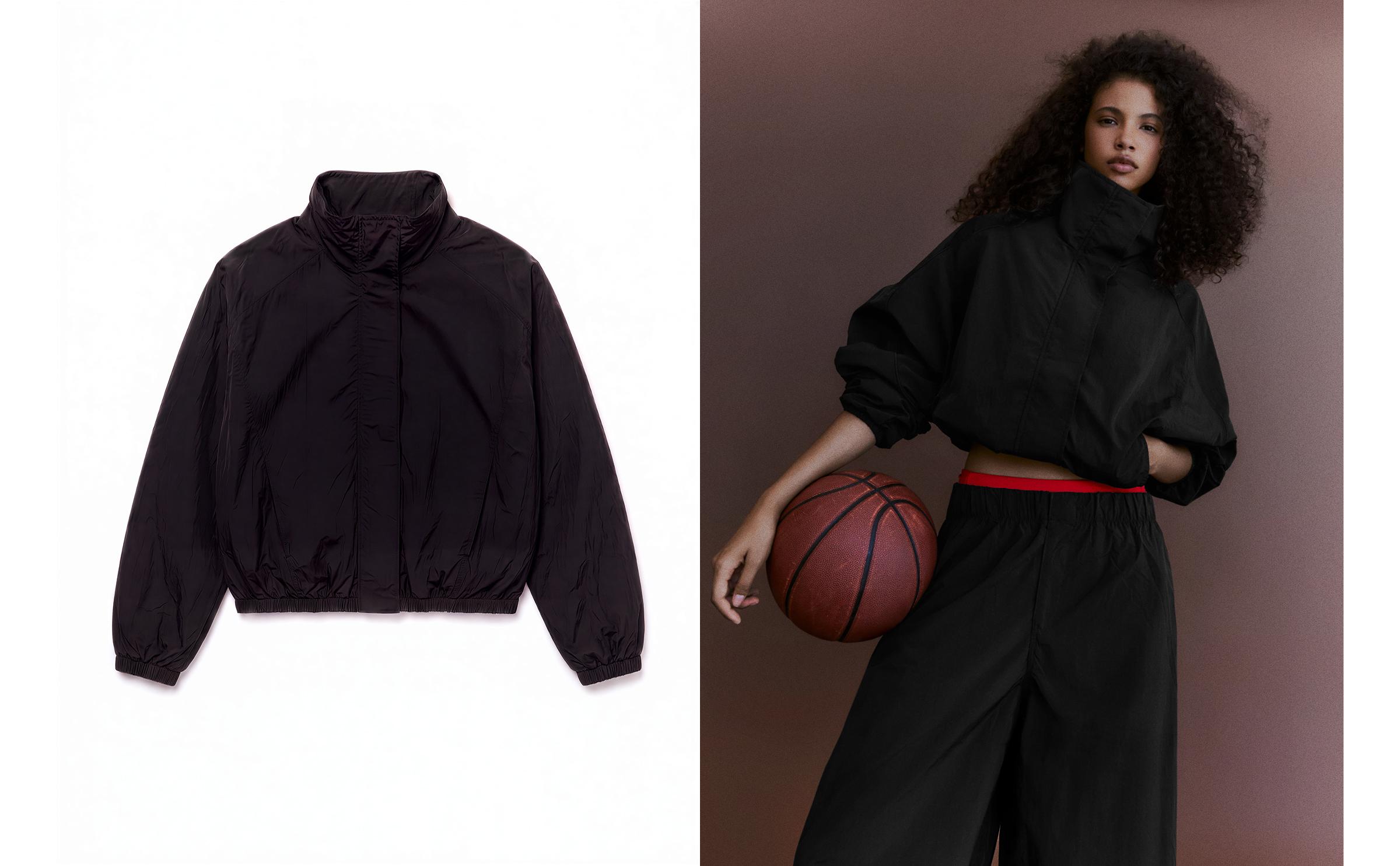 Oversize nylon batwing sleeve jacket — Black